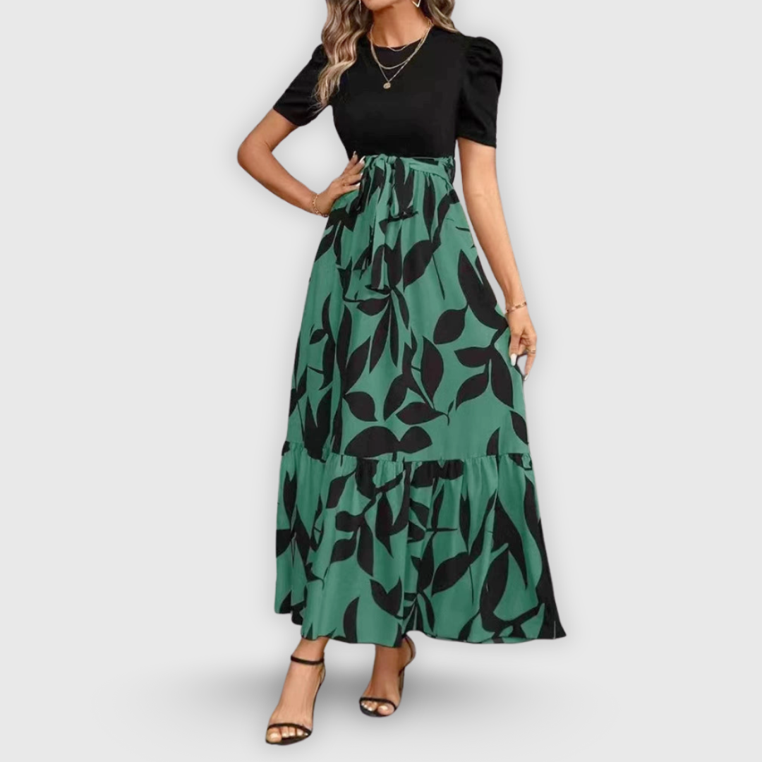 Nilou | Elegantes Blumen-Kleid mit kurzen Ärmeln