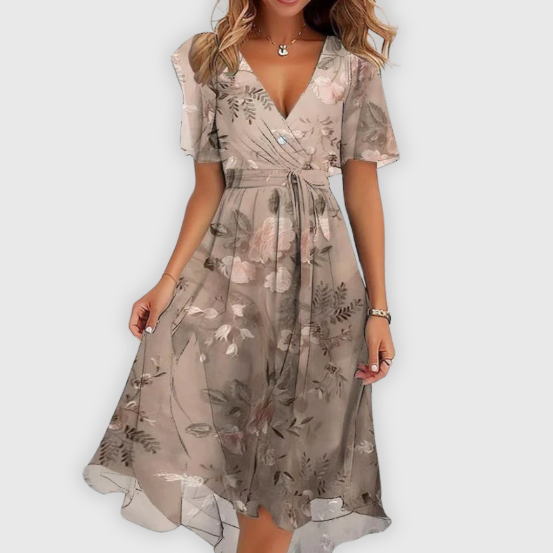 Lisa | Lebendiges Abstraktes Midikleid