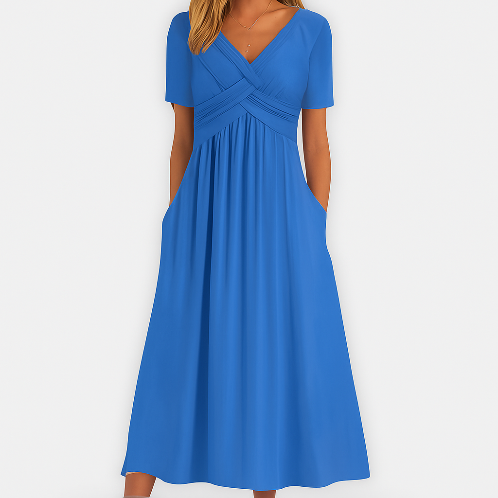 Ania | Handgenähtes Premium-Kleid mit V-Ausschnitt