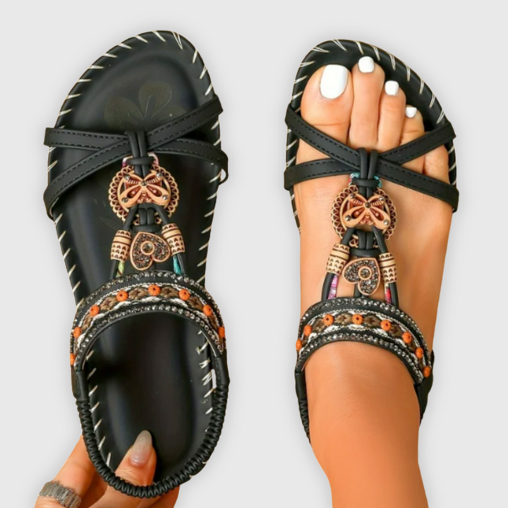 Amanda | Elegante Boho-Sandalen mit Strass