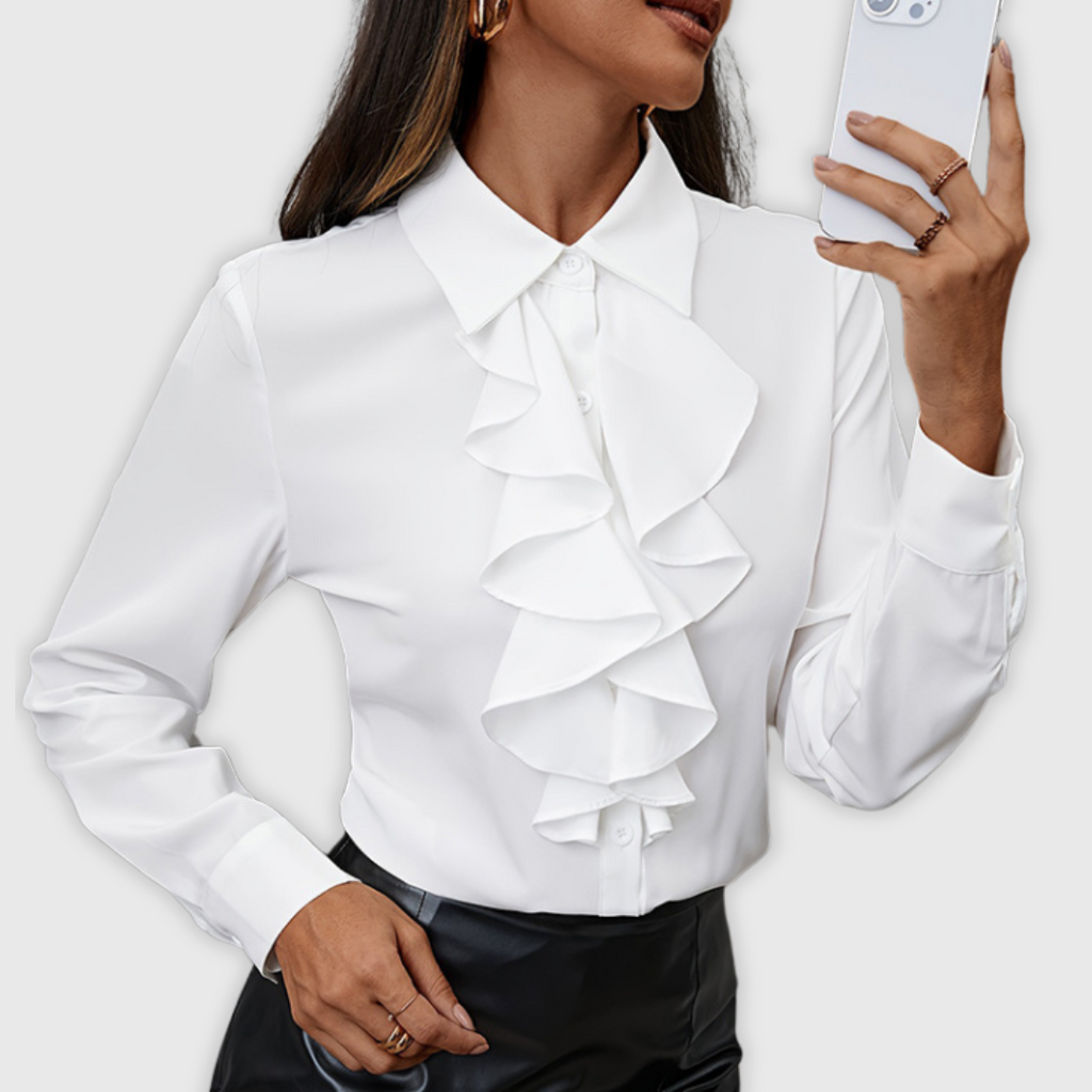 Rachele | Handgefertigte Bluse mit Volant-Front