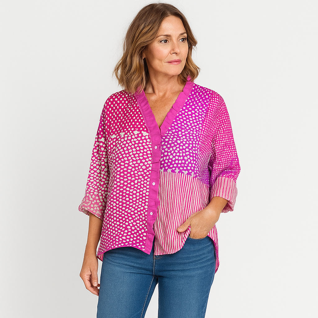 Sandra | Sommerbluse mit Patchwork