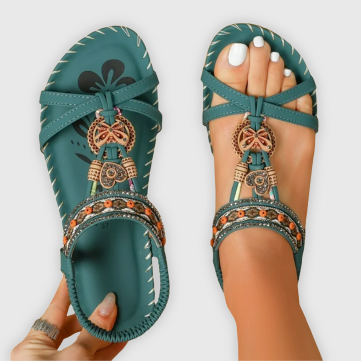 Amanda | Elegante Boho-Sandalen mit Strass
