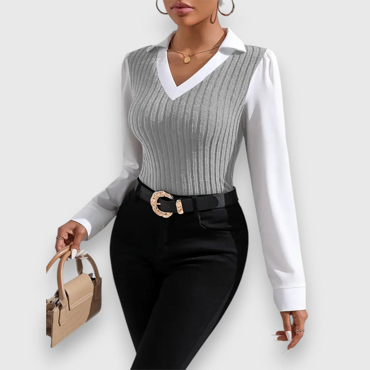 Chiara | Premium Bluse mit Farbkontrast