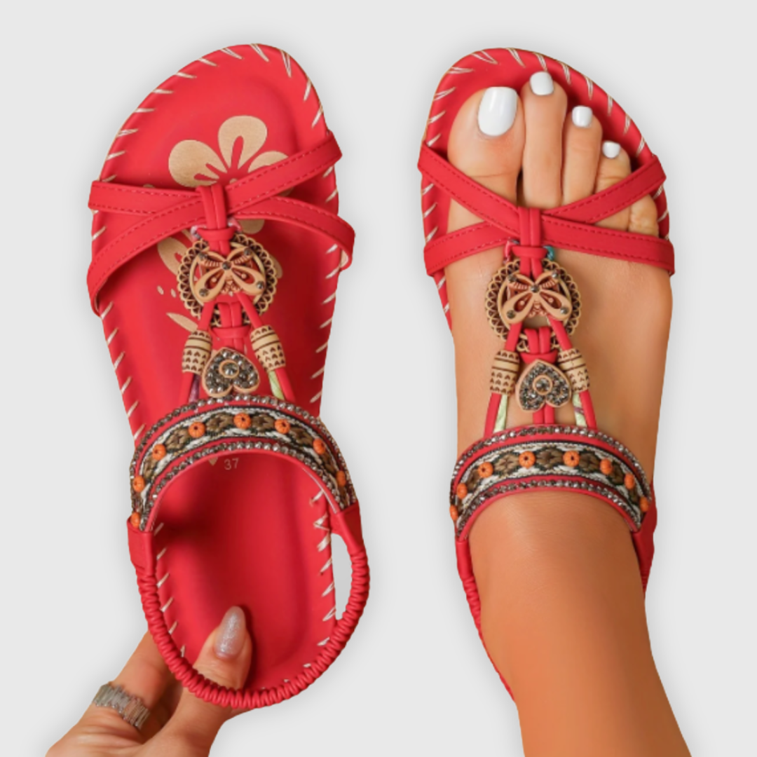 Amanda | Elegante Boho-Sandalen mit Strass
