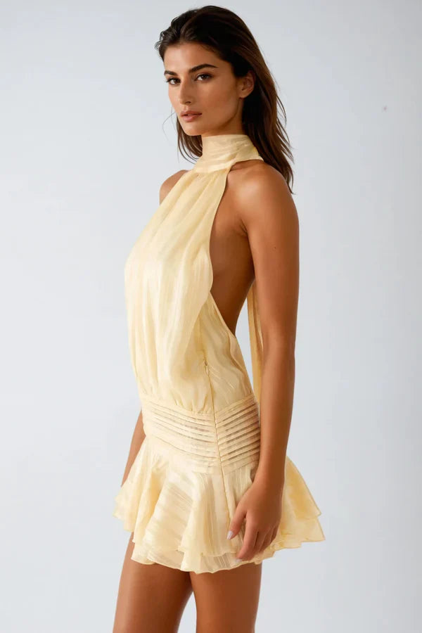 Luna | Minikleid mit Halterneck und Volants