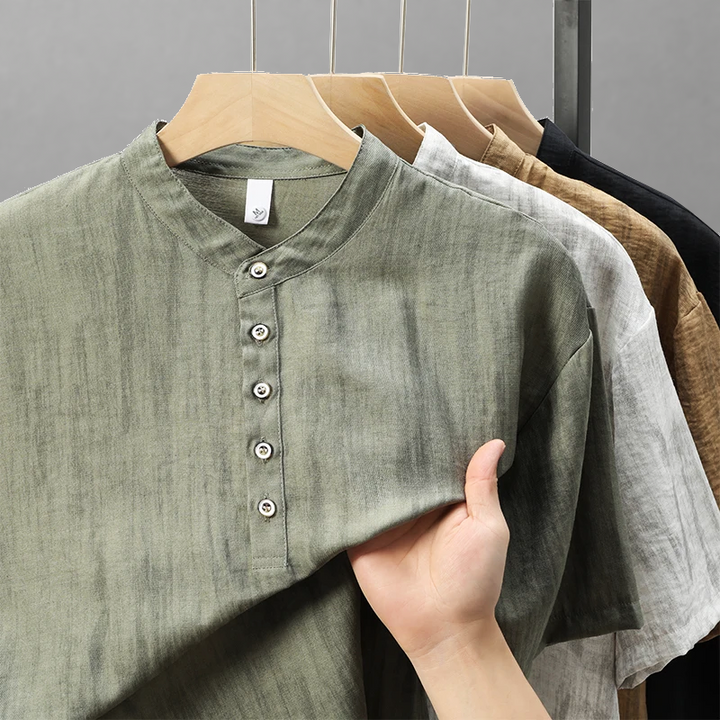Calvin Linen Short-Sleeve Button-Up Shirt