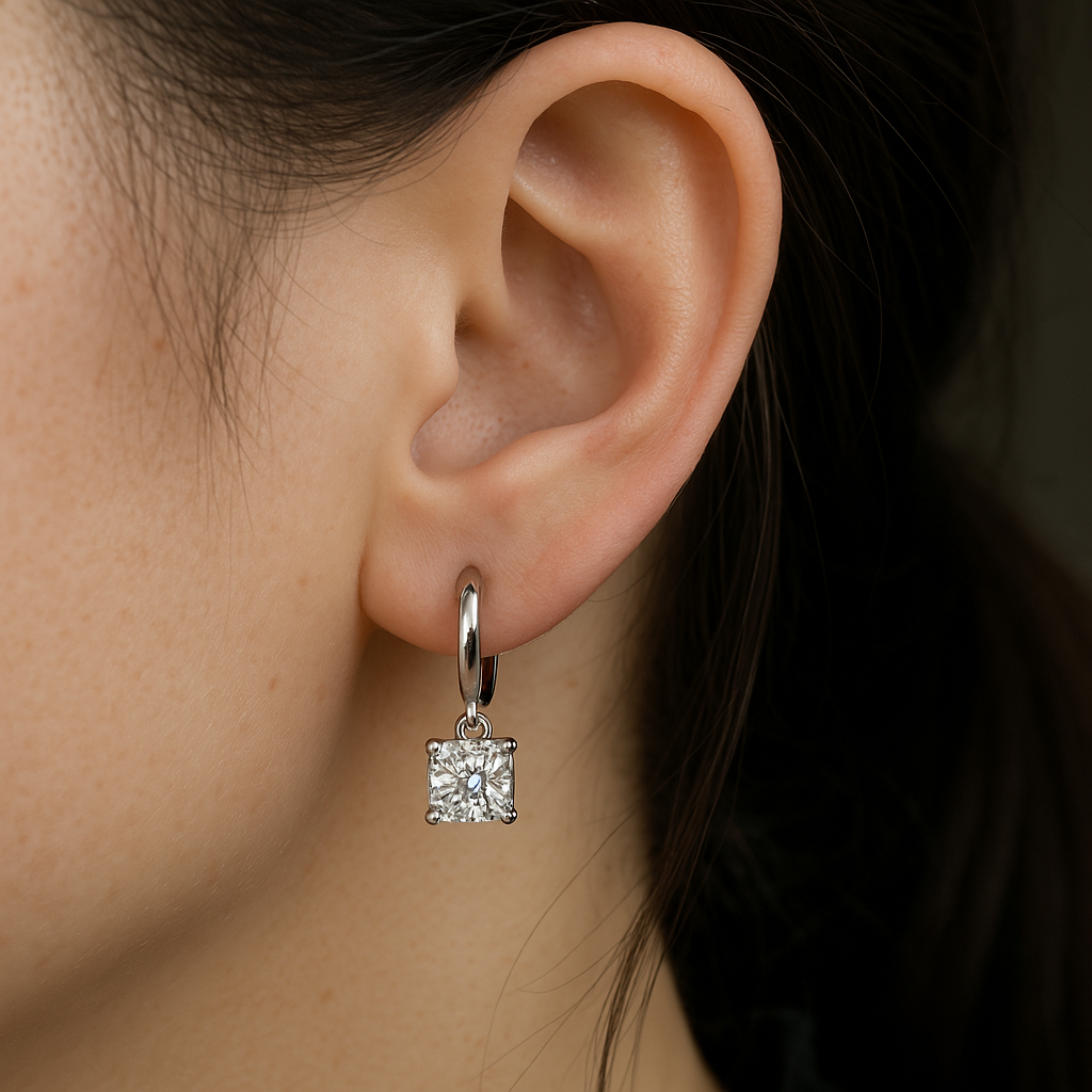 Aurora Square Drop Ohrringe | Weißgold