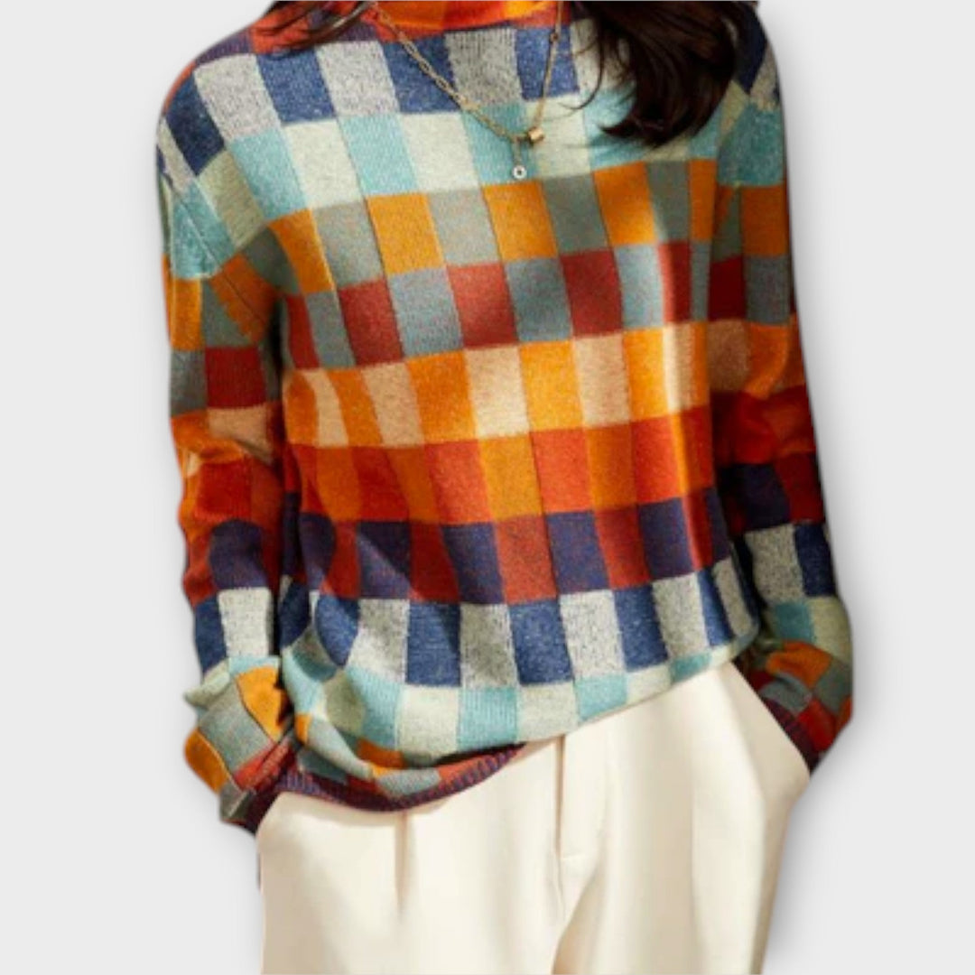 Erika - Patchwork Rollkragenpullover