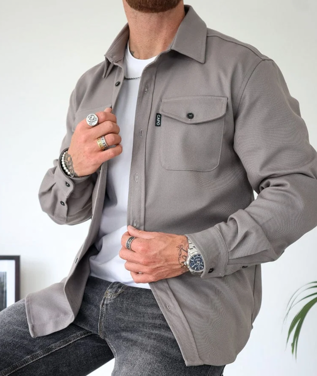 Herren Overshirt aus Baumwollmischung mit Brusttaschen