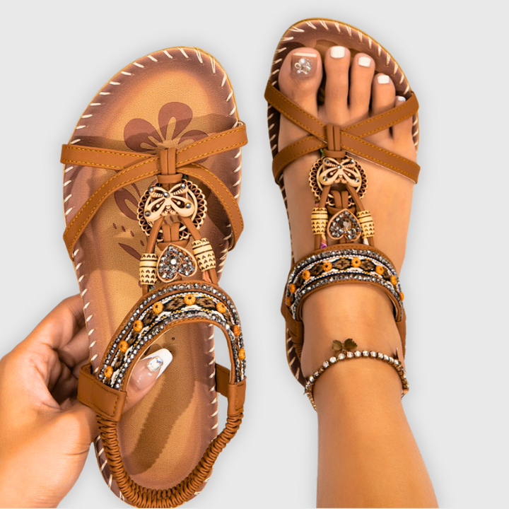 Amanda | Elegante Boho-Sandalen mit Strass