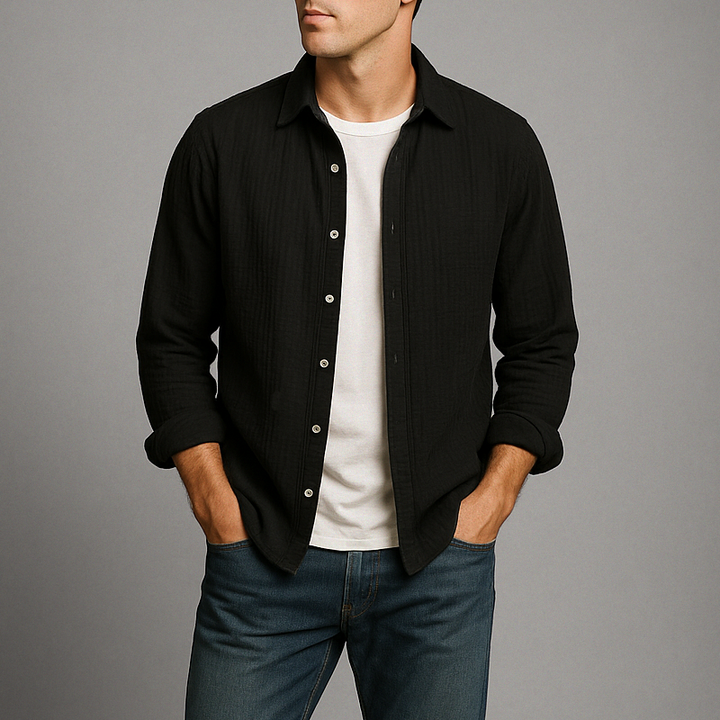 Monterey Gauze Cotton Button-Up Shirt