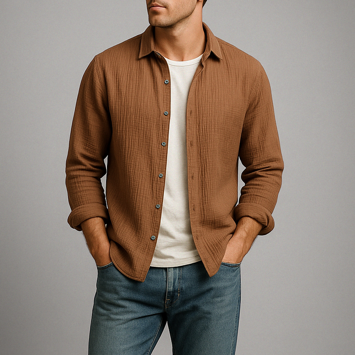 Monterey Gauze Cotton Button-Up Shirt