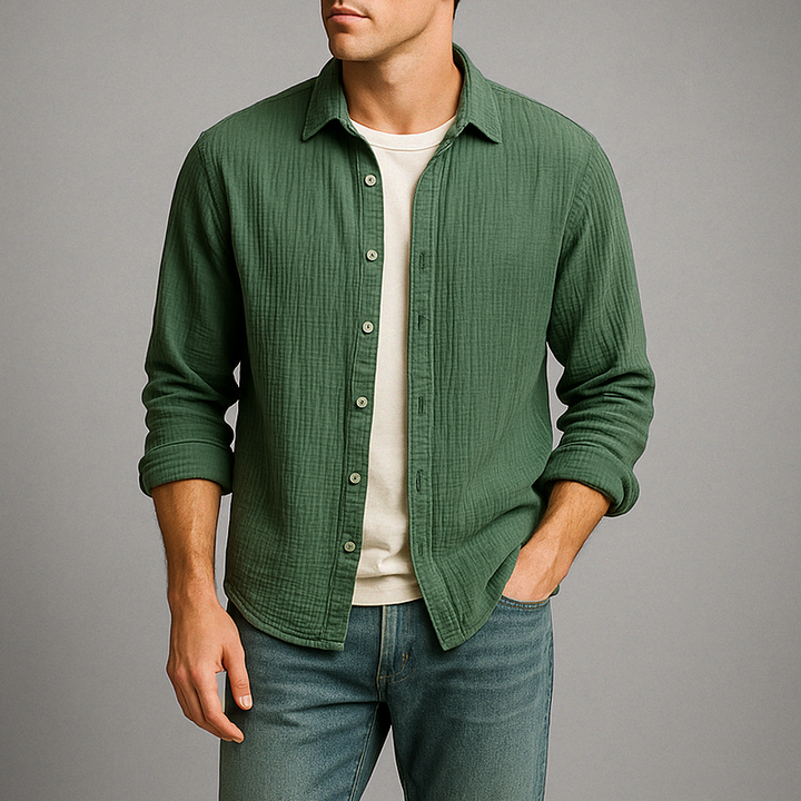 Monterey Gauze Cotton Button-Up Shirt