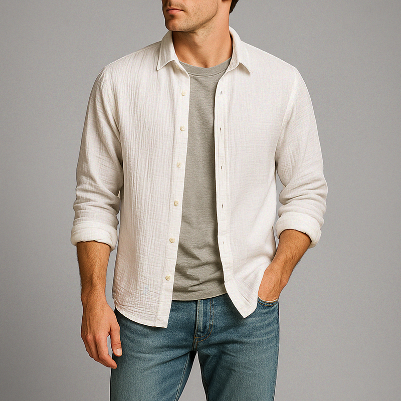 Monterey Gauze Cotton Button-Up Shirt