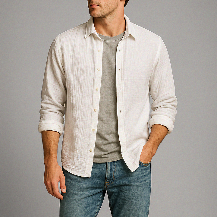 Monterey Gauze Cotton Button-Up Shirt
