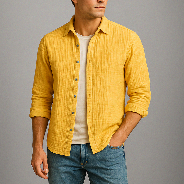 Monterey Gauze Cotton Button-Up Shirt