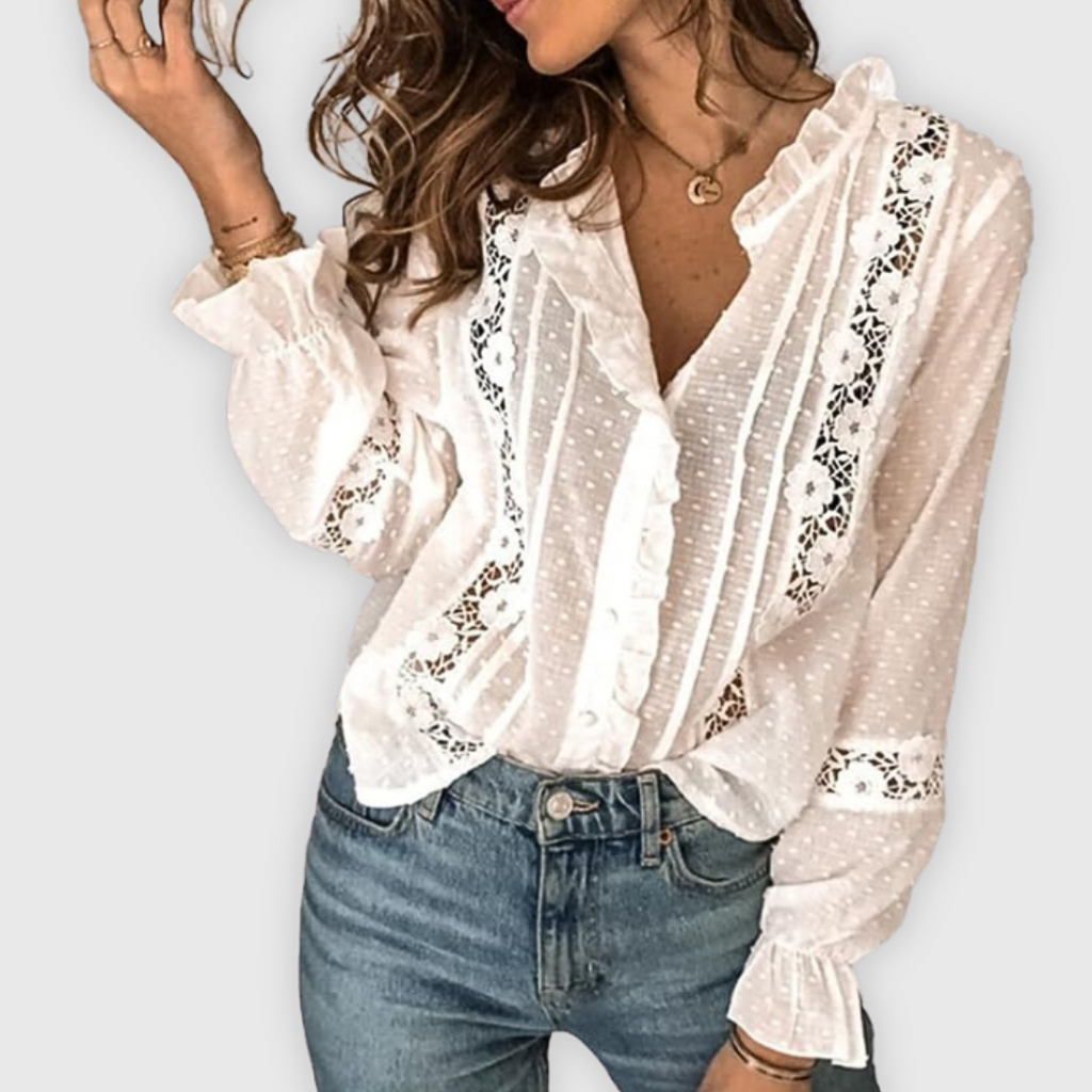 Miriam | Bestickte Bluse mit langen Ärmeln