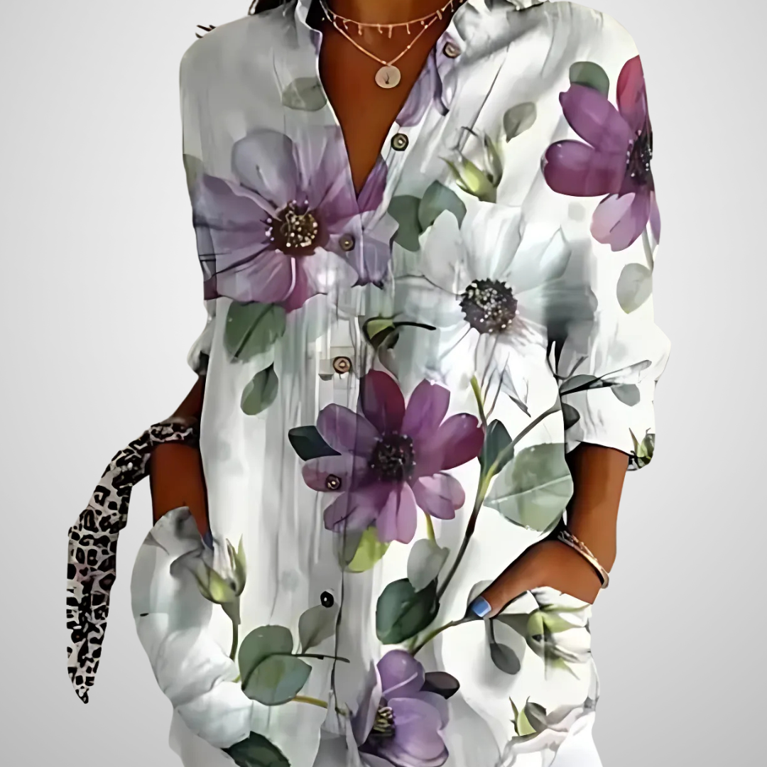 Martina | Langarm-Bluse mit hochwertigem Blumendruck