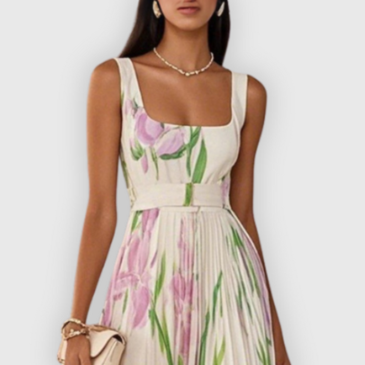 Regina | Handgefertigtes Maxikleid mit floraler Eleganz