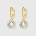 Square Halo Moissanite Drop Ohrringe | Gold