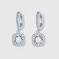 Square Halo Moissanite Drop Ohrringe | Weißgold