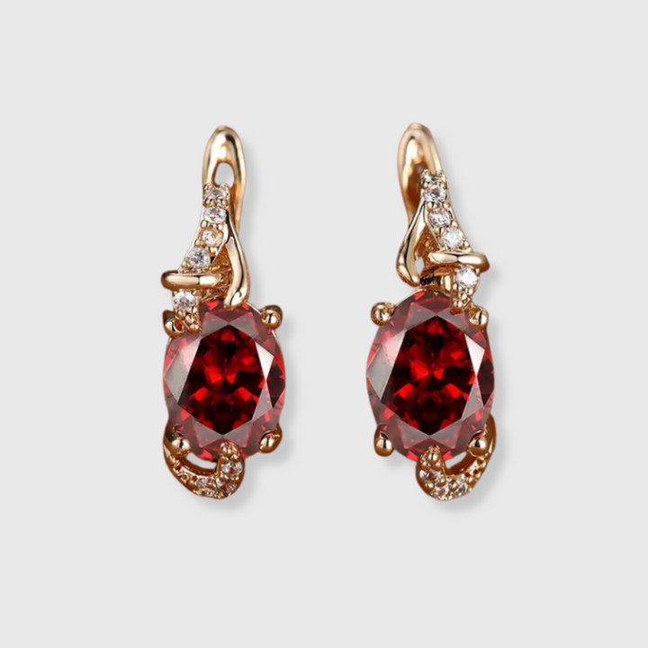 Crimson Twilight Drop Ohrringe | Gold