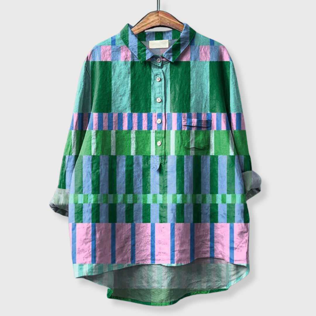 Ambra | Geometrische Leinenbluse