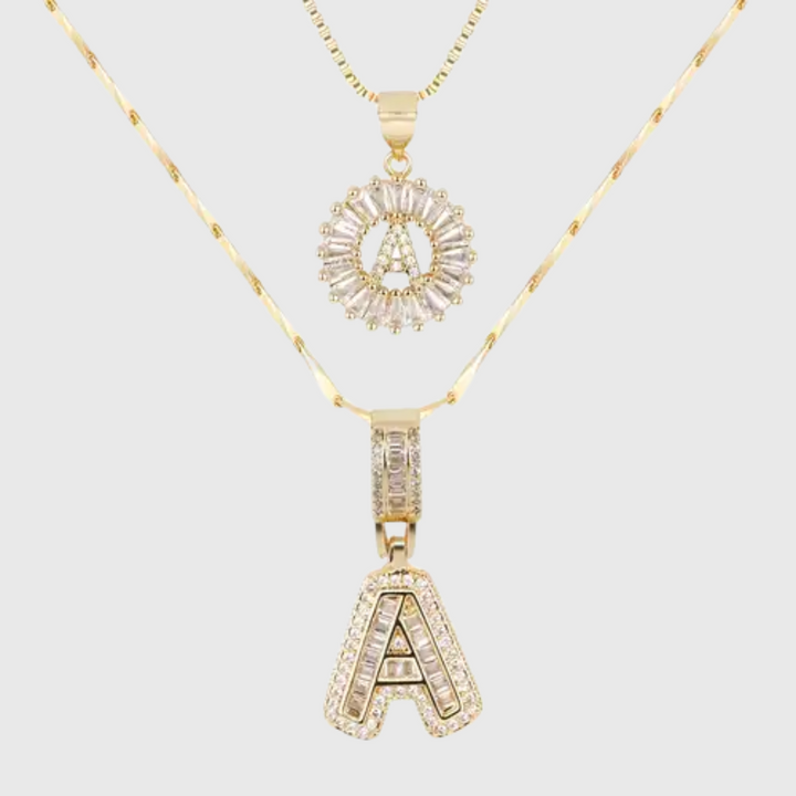 Moissanite Buchstaben-Initialen Halsketten-Set