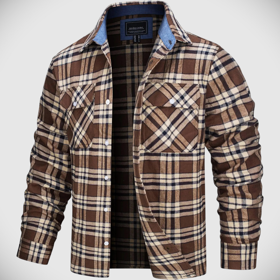 Northwoods Plaid Flannel Button-Up Shirt Jacket