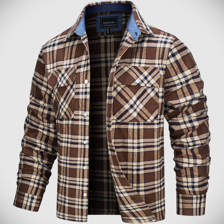 Northwoods Plaid Flannel Button-Up Shirt Jacket