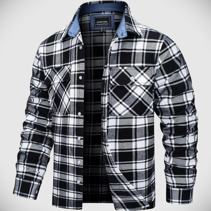 Northwoods Plaid Flannel Button-Up Shirt Jacket