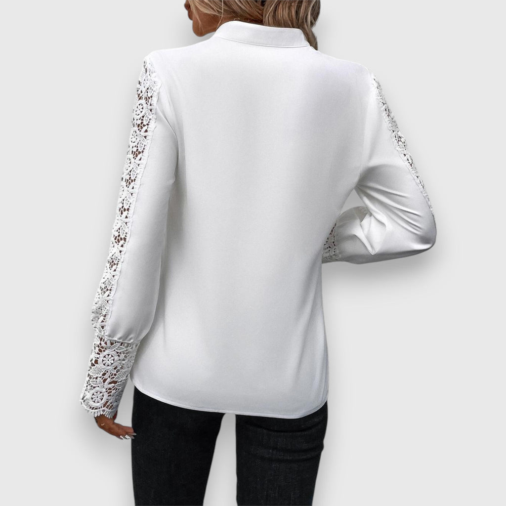 Bella | Handgefertigtes weißes Langarm-Top