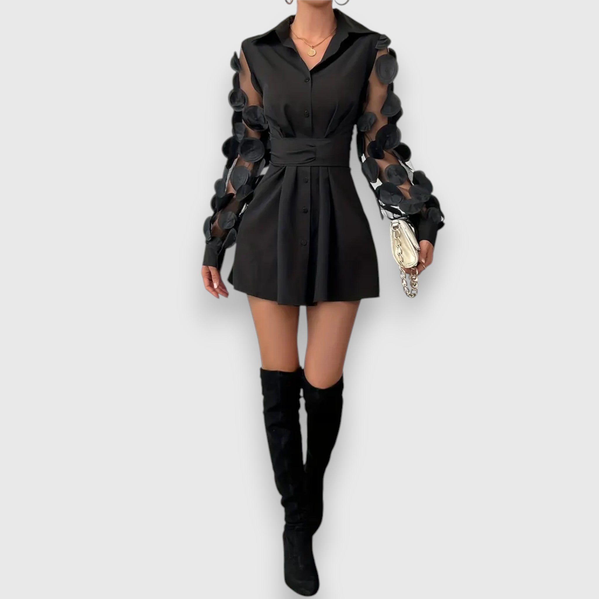 Celine | Midikleid handgenäht und raffiniert