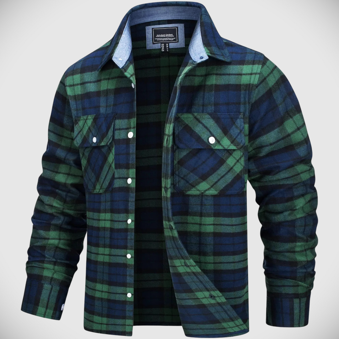 Northwoods Plaid Flannel Button-Up Shirt Jacket