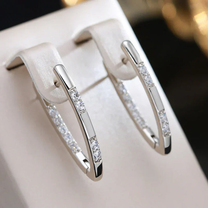 Exquisite Zirconia Earrings | White Gold 16k