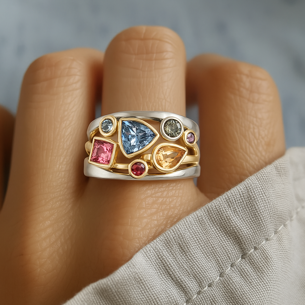 Vintage Ring mit bunten Zirkonia