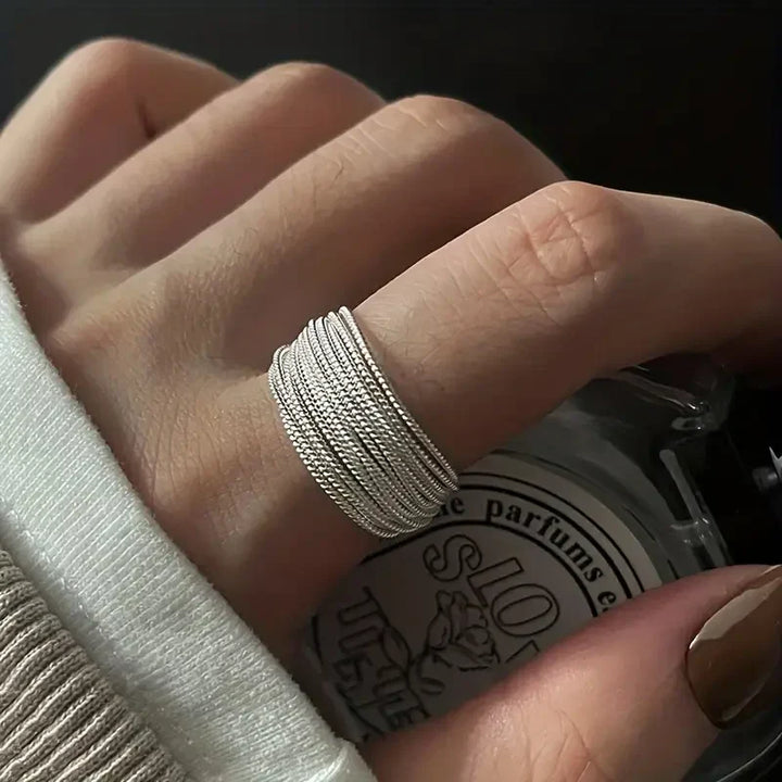 Moonveil Layers Ring | White Gold 18k