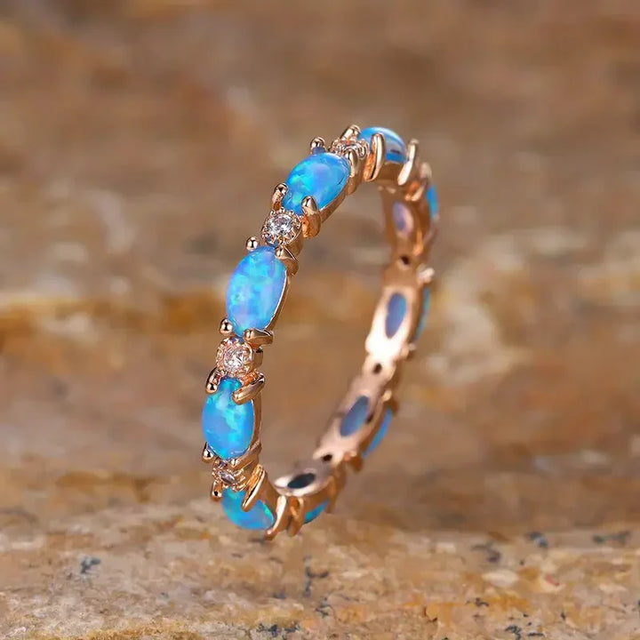 Elegant Blue Opal Ring | Gold 16k