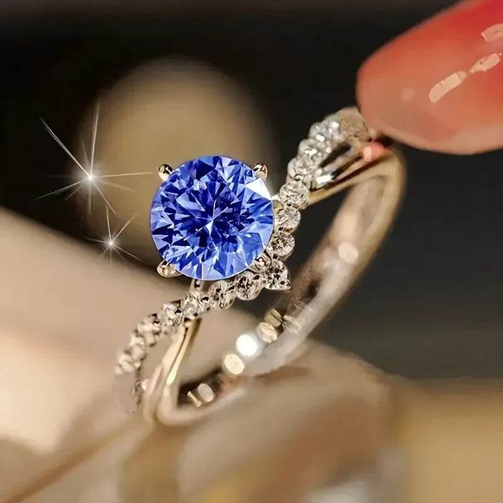 Exotic Crystal Blue Ring | White Gold 18k
