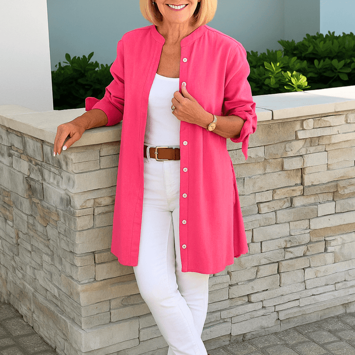 Laura | Unifarbene Bluse mit Schleifenärmeln