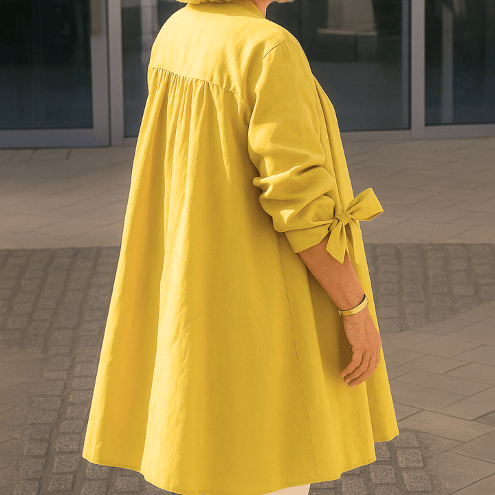 Laura | Unifarbene Bluse mit Schleifenärmeln