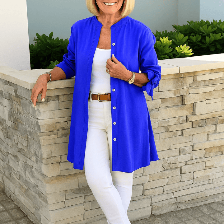 Laura | Unifarbene Bluse mit Schleifenärmeln