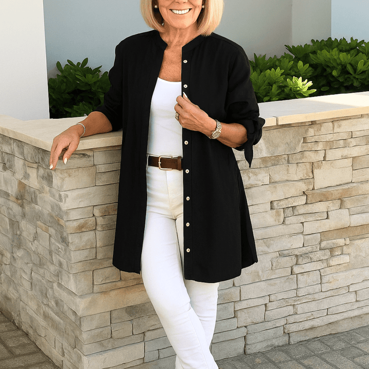 Laura | Unifarbene Bluse mit Schleifenärmeln