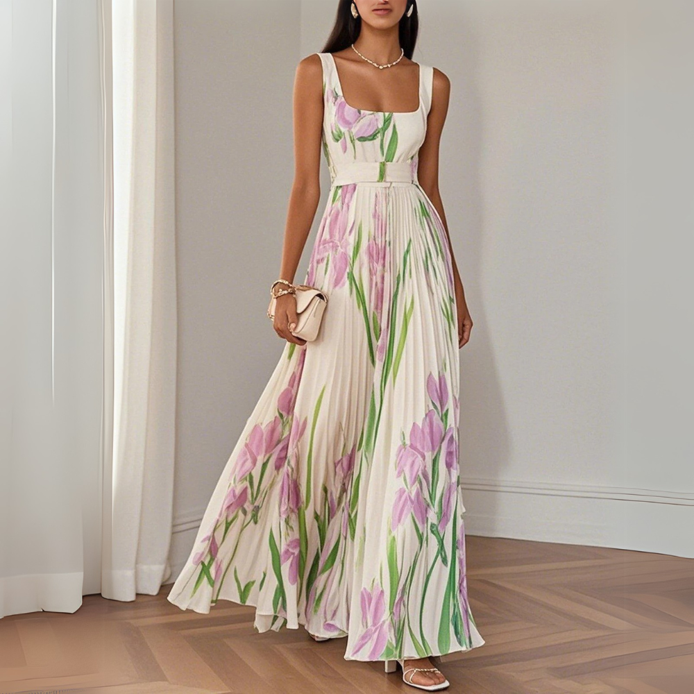 Regina | Handgefertigtes Maxikleid mit floraler Eleganz