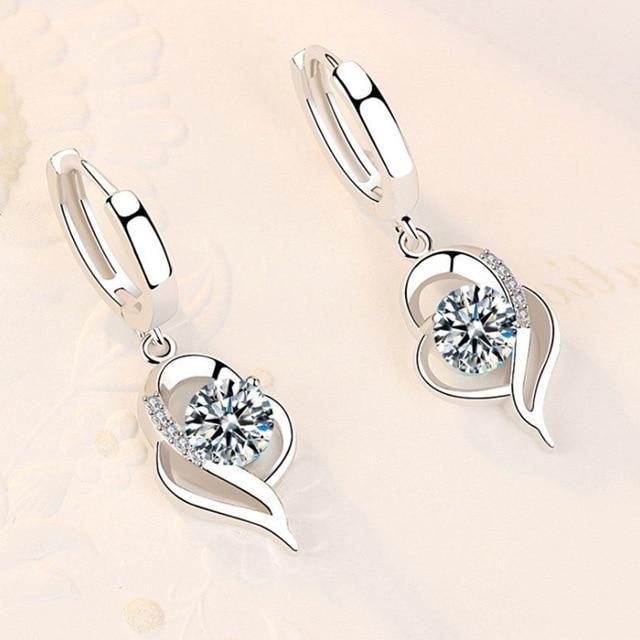Sterling Silver and Zirconia Inlaid Floral Earrings | White Gold 18k