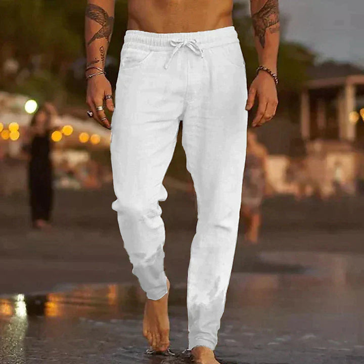 Herren Leinenhose | Leichte Sommerhose mit Kordelzug