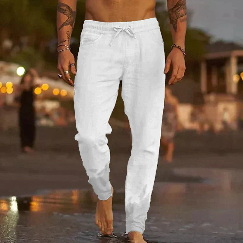 Herren Leinenhose | Leichte Sommerhose mit Kordelzug
