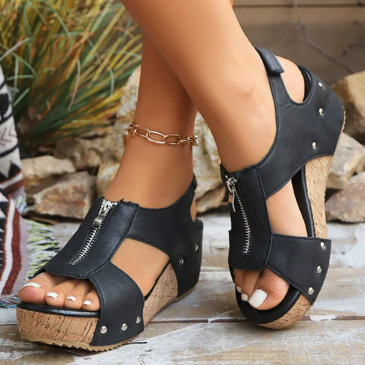 Ilona | Handgefertigte Sommerkeilsandalette