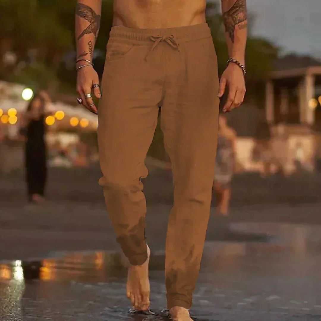 Herren Leinenhose | Leichte Sommerhose mit Kordelzug